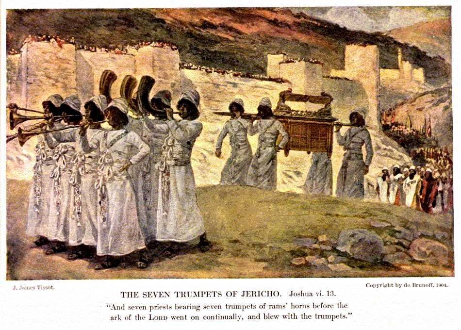 The Seven Trumpets of Jericho by James Tissot: Israel marches around Jericho at the start of the conquest of Canaan